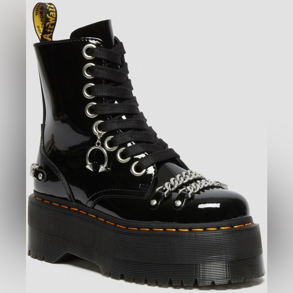 Doc Marten's "Jadon boot max chain patent leather platforms"